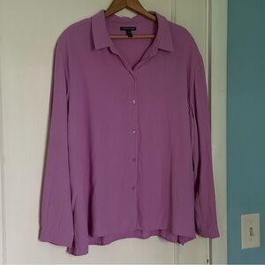 Eileen Fisher Silk Georgette Crepe Classic Collar Shirt
